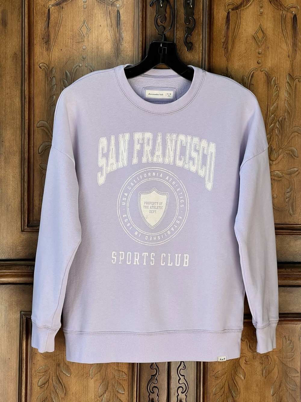 Abercrombie Girls Lavender Purple San Francisco Crewneck Sweatshirt Top 12 10/12